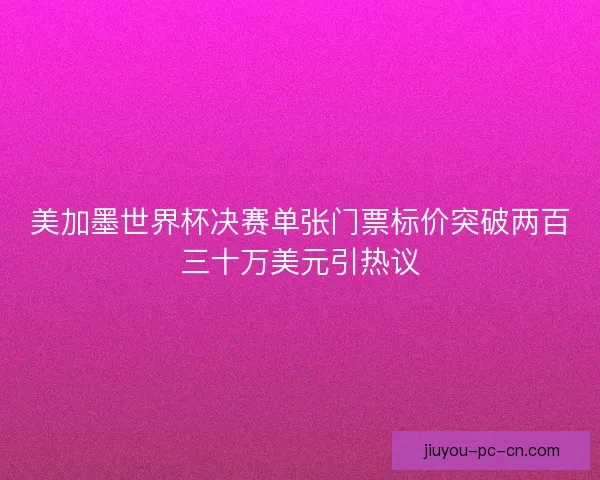 美加墨世界杯决赛单张门票标价突破两百三十万美元引热议