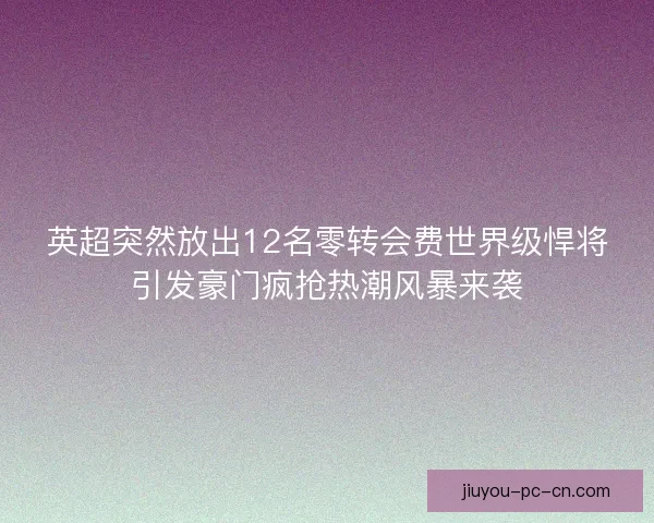英超突然放出12名零转会费世界级悍将引发豪门疯抢热潮风暴来袭